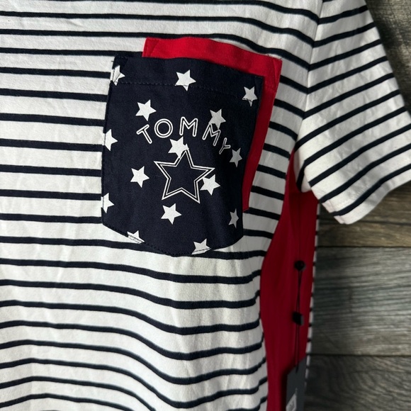 Tommy Hilfiger Small Petite Striped Tee Shirt Dress Americana LOGO NWT - Picture 4 of 10